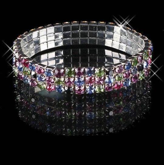 Amazing High Quality Cheap In Stock Multi-color Rhinestone Bangle Prom Evening Wedding Party Jewelry Bracelet Bridal Accessories 15012