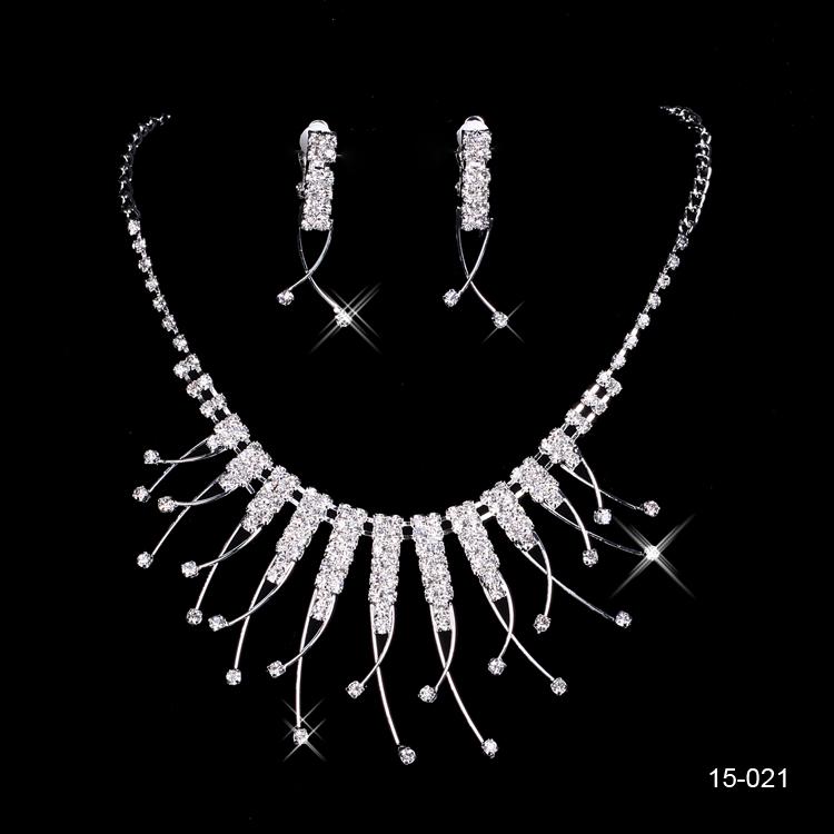 Cheap 15021 New Elegant Wedding Bridal Rhinestone Jewelry Necklace earclip Earring Set Party Jewelry for Party Bride