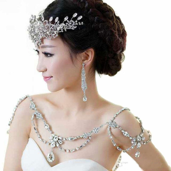 New Stunning Cheap Shoulder Chain Hot Sale cheap Noble Crystal Bridal Necklace Temperament Beading Wedding fase shipping bridal Accessories