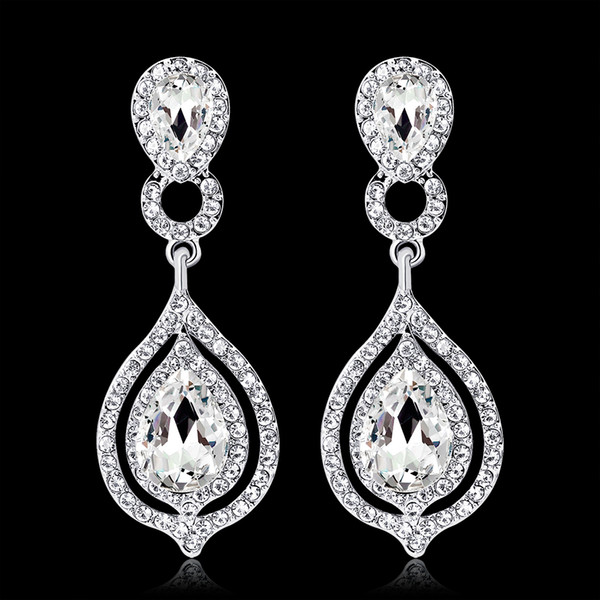 Shining Fashion Crystals Earrings Rhinestones Long Drop Earring For Women Bridal Jewelry Wedding Gift For Bridesmaids BW-010