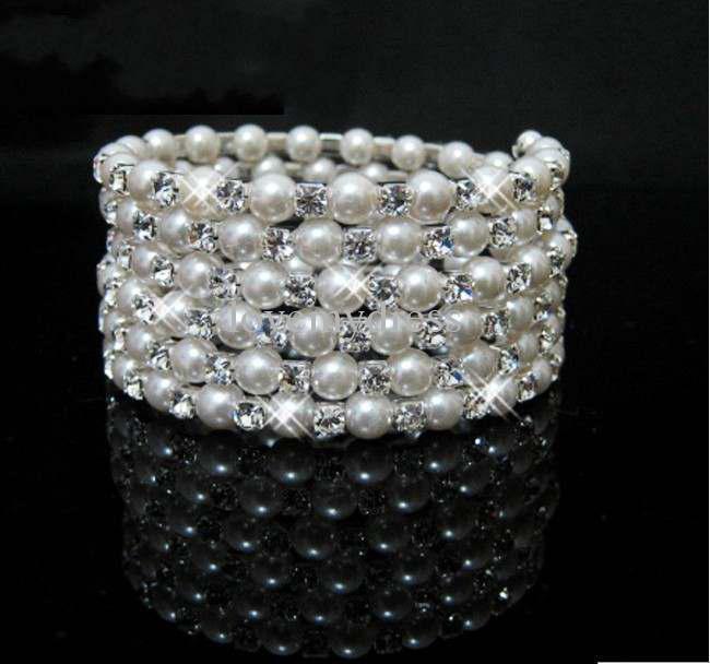 STOCK 2019 Fashion Peals Crystals Free Shipping Cheap Bracelet Wedding Bridal Bracelets Jewerly Cheap Free Shipping