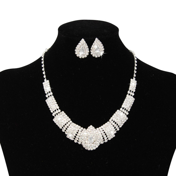 2017 Luxury Rhinestone Bridal Accessories Wedding Jewelery Sets Necklace Earrings Accessories Two Pieces Cheap Fashion Style Hot CPA797