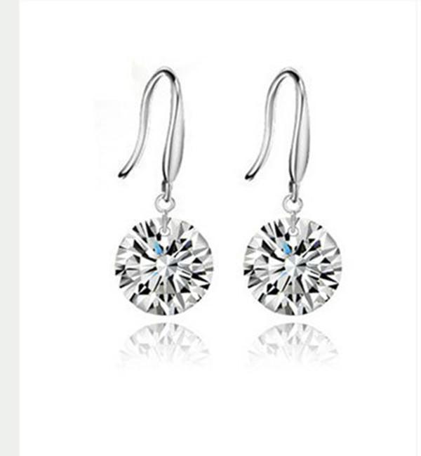 Beautiful Shinning Crystal Bridal Jewelry Designer Gorgeous 925 Silver Wedding Eardrop Prom Party Event Earbob Evenning Accessories Earrings