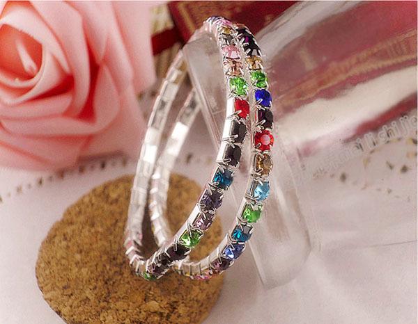 2017 Cheap 15010 Elastic1 Row Multi-stone Crystal Bangle Bridal Bracelets Wedding Party Evening Prom Jewelry Bridal Accessories Free Ship