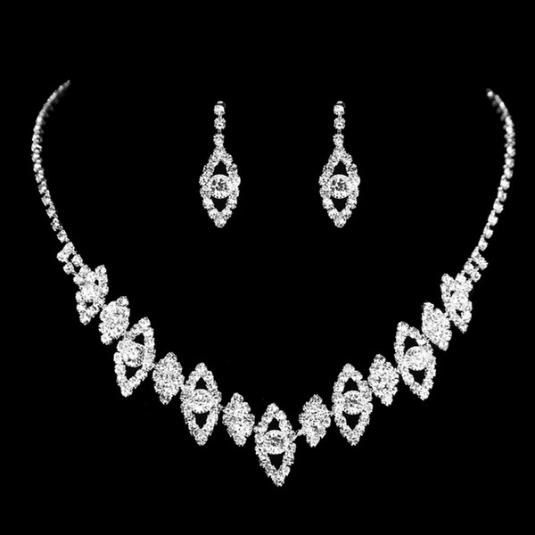 FEIS hotsale pierced leaf shinny diamond necklace and earings set bride jewerly siliver wedding anniversary accessories