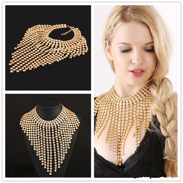 Fashion Alloy Chains Tassels Gold Necklaces Bridal Jewelry For Weddings Prom Dresses Special Events Bridal Accessories For Brides