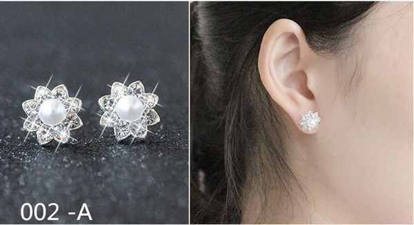 Bridal Jewelry Pearl Star Moon 2019 circular new clover anti allergy star moon Silver Diamond pierced earrings cheap shipping type