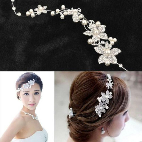 Fashion Wedding Bridal Headpiece Hair Accessories with Pearl Bridal Crowns and Tiaras Head Jewelry Rhinestone Bridal Tiara Headband Noiva