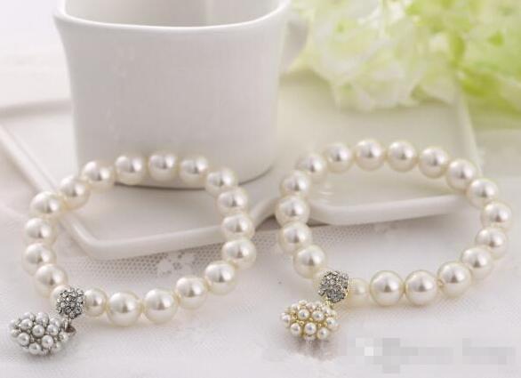 Luxury fashion designer Pearl Beaded Bracelet Bridal Charm jewelry for women lady girl beautiful Elastic bracelet lovely wedding jewellry