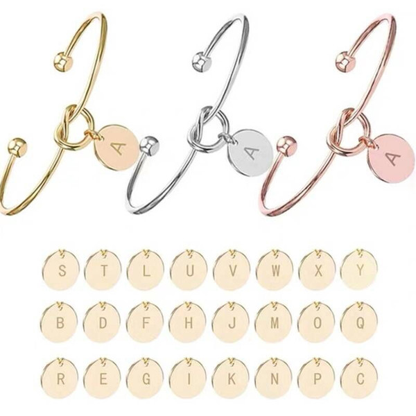 Bridesmaids Alloy 26 Letter Bracelet The Knot Single Initial Letters Rose/Gold/Silver Charms Bracelet for Women Bridal Wedding Jewelry