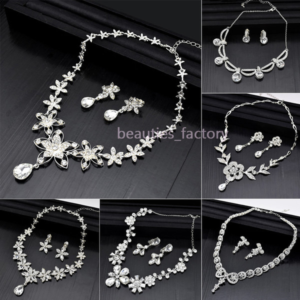 Bridal Wedding Party Jewelry Crystal Rhinestone Necklace Earring Sets Wedding Jewelry Accessories 6 styles for choose