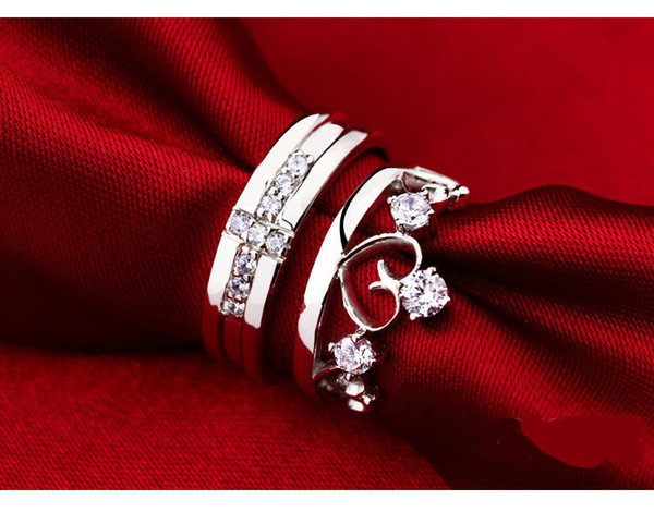 925 Silver Women and Men 2 pcs couples ring set, Wedding Rings Matching Rings