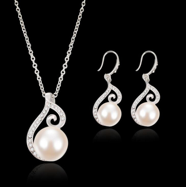 New fashion Earrings Necklace Jewelry Set for bridal Pearl Jewelry Set for women wedding party jewelry