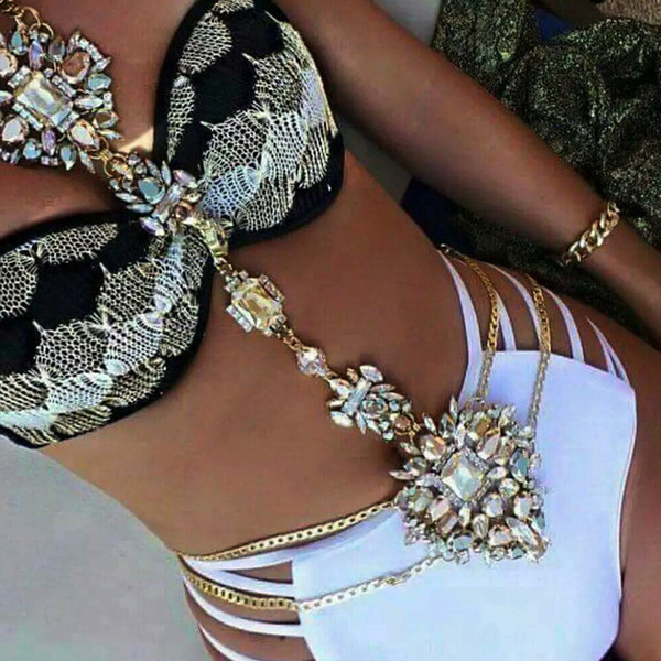 2019 Bling Bling Luxurious Crystal Adorned Bridal Jewelry Body Chain Jewerly European Fashion Ladies Waist Accessories For Female