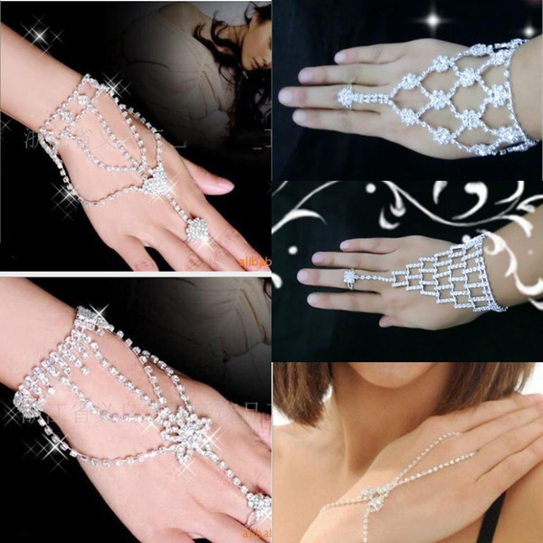 So cheap Fashion Bridal Wedding Artificial bracelets Crystal Rhinestone Jewelry Slave Bracelet Wristband Harness Cuff bracelets for women