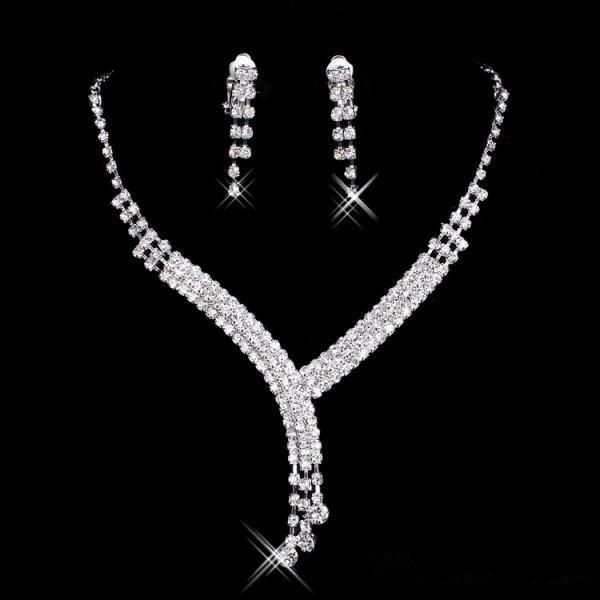 2018 new Rhinestone Bridal Jewelry Sets Earrings Necklace Crystal Bridal Prom Party Pageant Girls Wedding Accessories