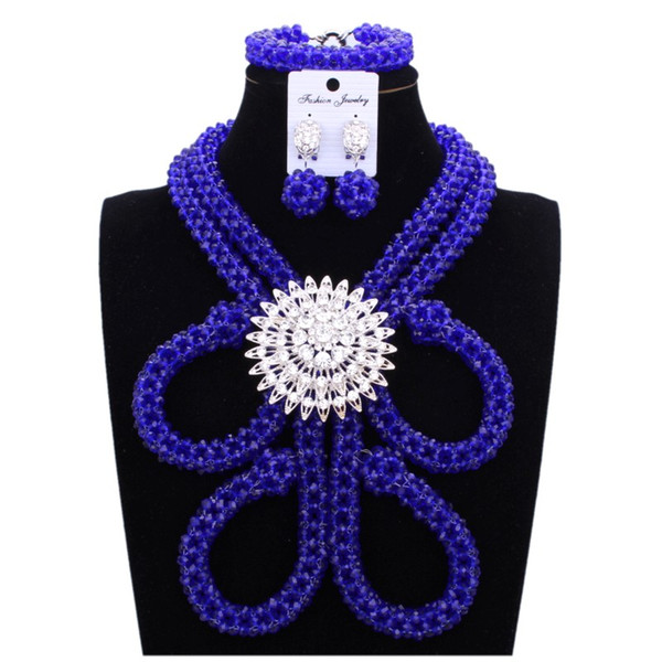 4UJewelry Nigerian Bridal Jewelry Set for Women Royal Blue Vintage Necklace Crystal Handemade Animal Jewellery Set African Sets
