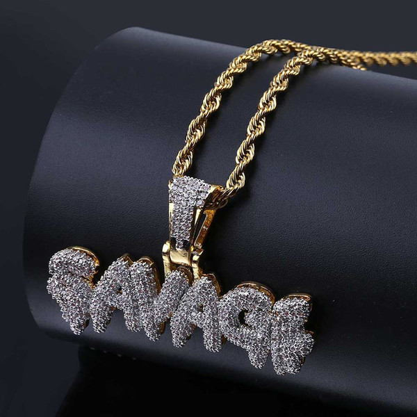 New Hip Hop Men Women Pendant Necklace Jewelry Gold and Silver zircon Necklace High Quality Pendants Hip Hop Jewelry