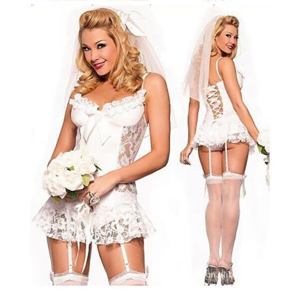 White lace wedding Underwear wedding dress with garter button see-through sexy pajamas bridal Undergarments