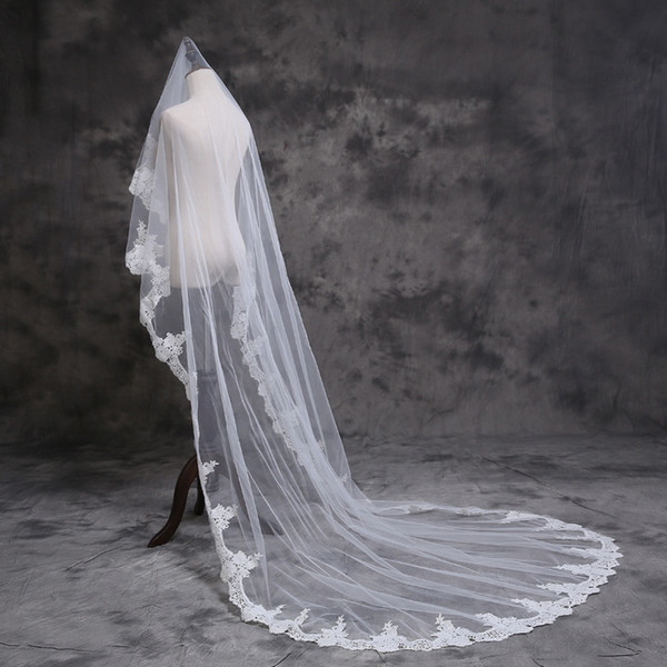 Ivory Lace Long Bridal Veils 2019 New Arrival Free Shipping Wedding Veils High Quality Cheap Wedding Accessories