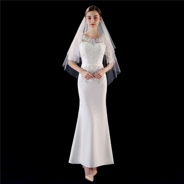 Short Wedding Veil Two Layers Simple Wedding Veils With Comb Wedding Accessories Bridal Veils Women Veu de noiva