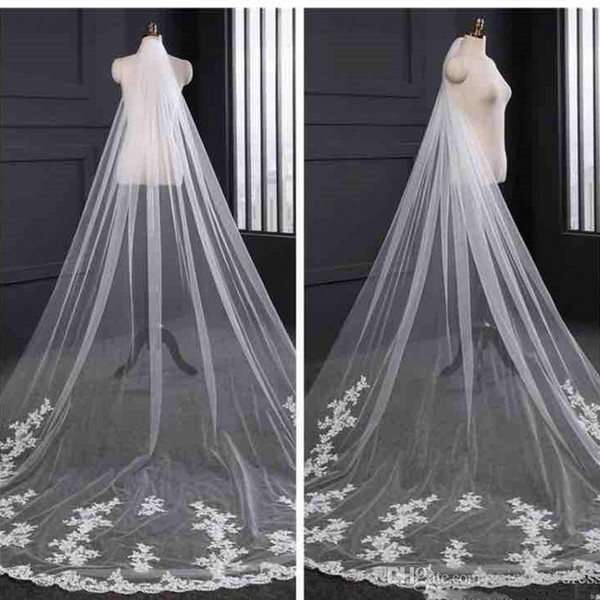 New Elegant Long Tulle Lace Applique Wedding Veils Bridal Veils Matching The Wedding Dresses