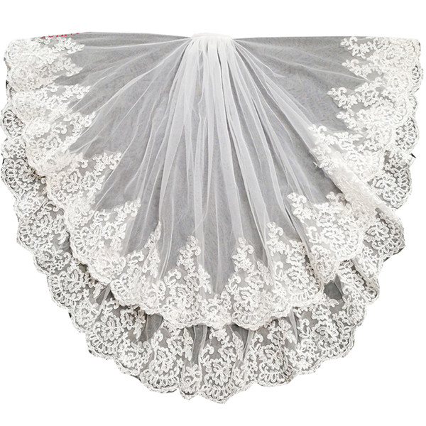 short wedding veil waist length bridal veils two layers with comb lace edge wedding veils 2020 hair wedding accessories