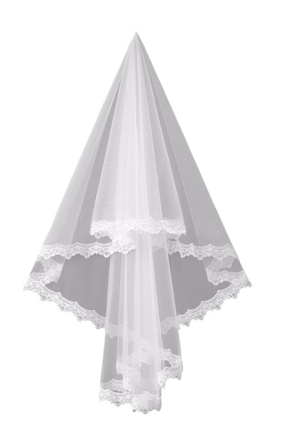 Hot Beautiful Cheap Short Lace Bridal Veils One layer Lace Edge Tulle Bridal Veil White Ivory Wedding Veil