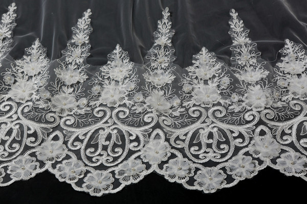 5m Wedding veil with applique embroidery high quality long bridal veils