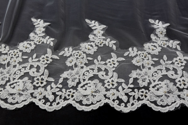 4m Long wedding veil Soft tull with Floral Applique Bridal veils Wedding Accessories high quality fast 