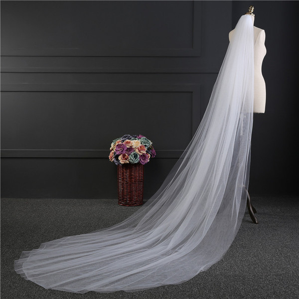 2018 High Quality Real Photo Lace Long White Ivory Wedding Veil Soft Bridal Veils Bride Wedding Accessories For Wedding Dresses QC1175