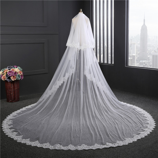 2018 High Quality Real Photo Long White Ivory Wedding Veil Soft Bridal Veils Bride Wedding Accessories For Wedding Dresses QC1172