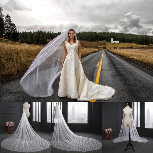 2022Elegant Wedding Veil 3 Meters Long Soft Bridal Veils With Comb One-layer Ivory White Color Bride Wedding Accessories CPA078