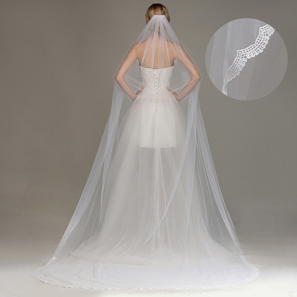 New Fashion Simple Cheap One Layer 3 Merters Soft Tulle 2022Wedding Veils With Comb Long Princess Bridal Veils Bridal Accessories CPA1442