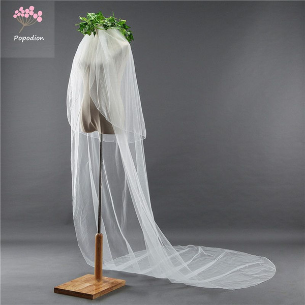 Popodion wedding accessories 3 meter cathedral wedding veil long wedding veil bridal veils mesh veils for bride with comb dhWAS10020