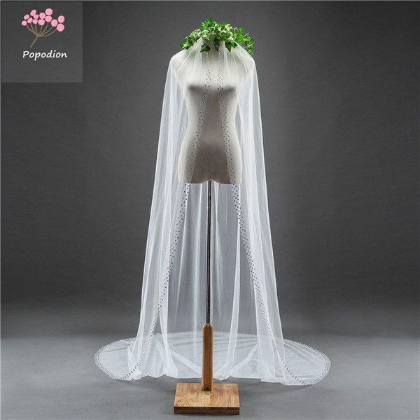 Rhinestones wedding accessories 3 meter wedding cathedral veil long wedding veil bridal veils soft mesh veils for bride with comb dhWAS10021