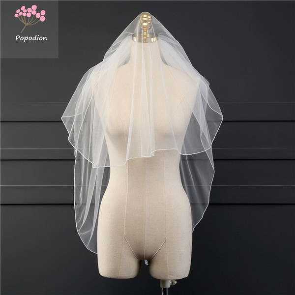 Popodion wedding accessories 1.5 meter wedding lace veil wedding veil bridal two-layer veils mesh veils for bride with comb dhWAS10022