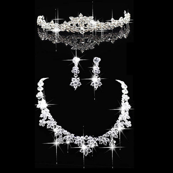 Cheap Sale Bridal Jewelry Sets Wedding Accessories Necklace Earring Crown Party Jewelry For Ladies Bling Bling