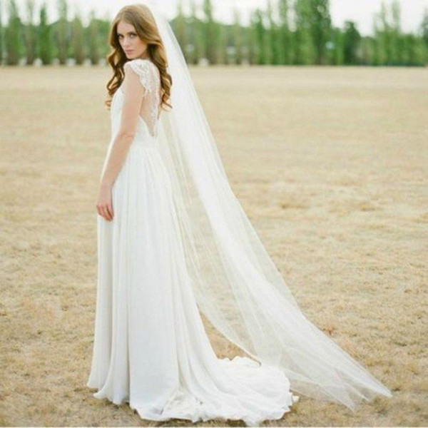 New One Layer Bridal Veils Wedding Accessories 2018 Soft Tulle Wedding Veils Long White/Ivory Bridal Veil