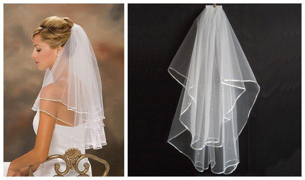 2019 New Cheapest In Stock White Ivory Two Layers Short Wedding Veils With Comb For Wedding Dresses Bridal Accessories A15