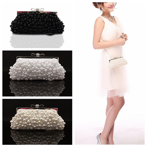 2019 Square Pearls Rhinestone Beaded Ladies Hand Bags Cheap Bridal Wedding Hand Bags Accessories Evening Handbags Crutch Bag One Shoulder