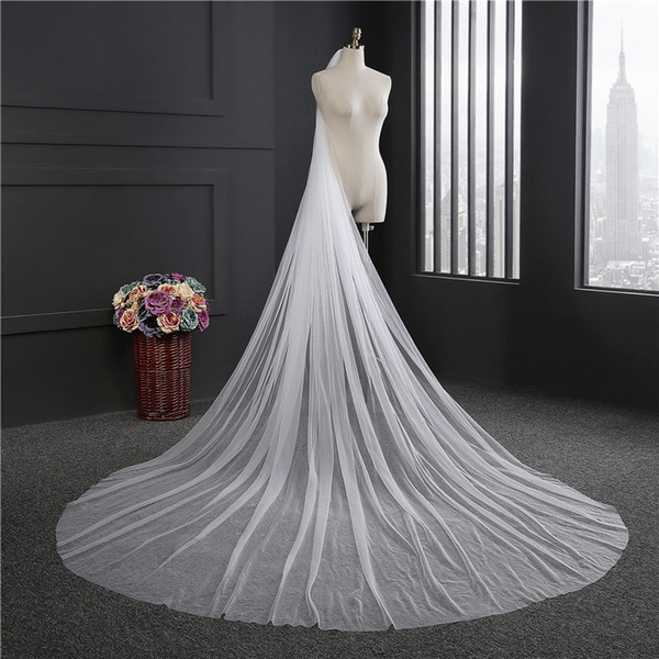 2018 Elegant Wedding Veil 3 Meters Long Soft Bridal Veils With Comb One-layer Ivory White Color Bride Wedding Accessories