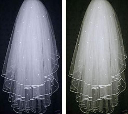 wholesale beautiful Wedding Accessories new 3-layer pearl bridal veil Pompon TS707