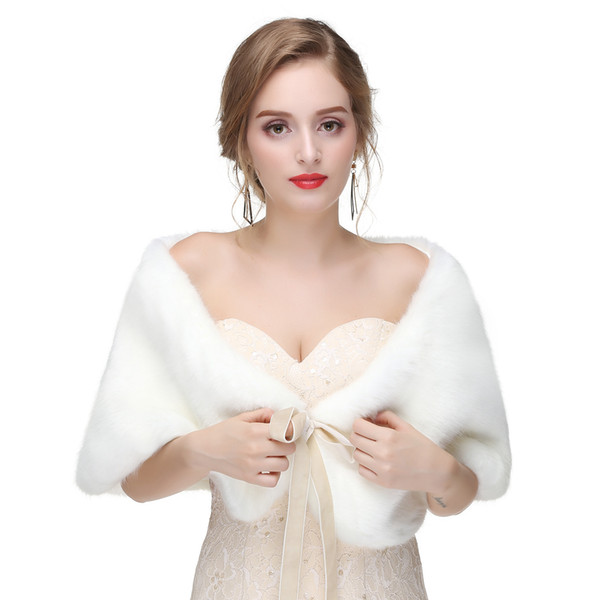 Faux Fur Bridal Boleros Free Size Beige/Ivory/ Black Wedding Accessories Winter fur bridal wraps cheap