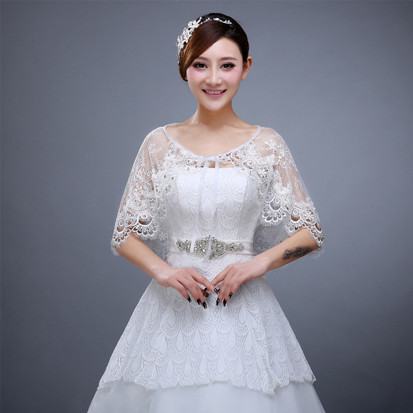 Lace Bridal Jackets Boleros High Quality Summer New Arrival Bridal Jackets Lace with Sparking Beads High Quality Free Shipping Cheap Bolero