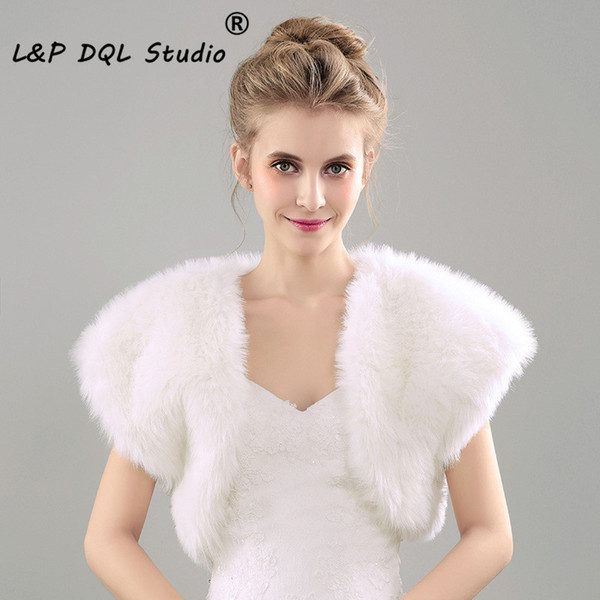 2017 New Ivory Faux Fur Bolero Bridal Jackets Wedding Accessories Warm Winter Wraps Cheap Free Shipping