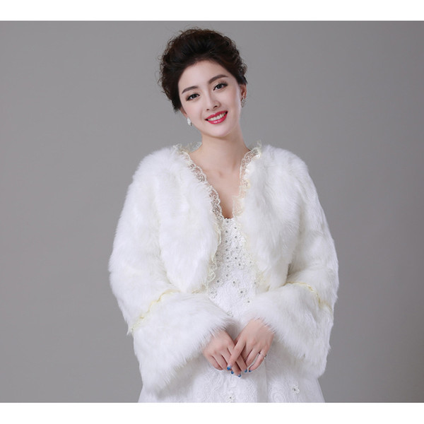 2017 Winter Bridal Boleros Jackets Wedding Accessories Long Sleeves Warm Faux Fur Bridal Boleros