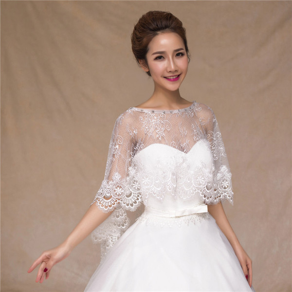 Fairy Ivory Lace Bridal Boleros Shining Sequins Wedding Accessories Bridal Wraps Jackets Free Size Cheap Free Shipping Eye Catching