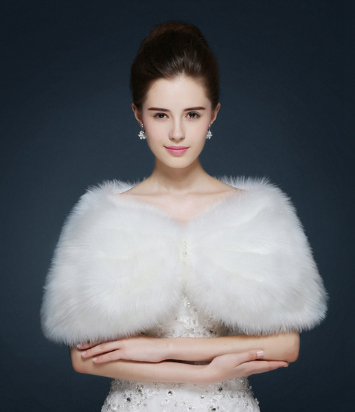 Winter Faux Fur Bridal Boleros Free Size Wedding Accessories Wedding Bridal Wraps Ivory Warm Boleros Cheap