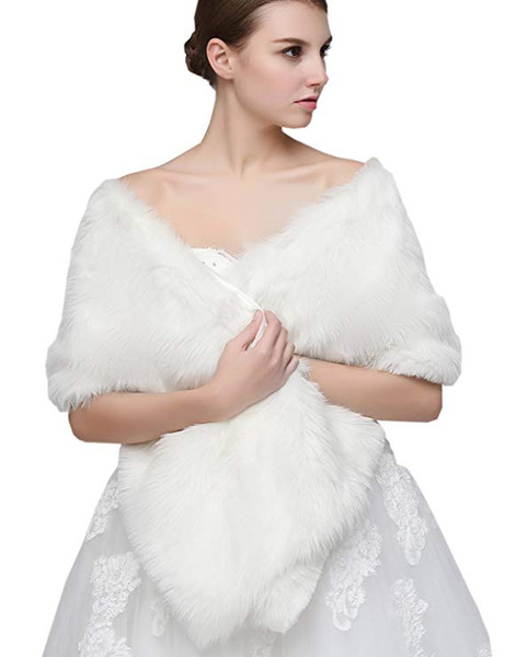 Wedding jacket wrap Shawl Cloak Cape Jacket Bridal Bolero Winter Wraps Coat Stole Faux Fur Fabric For Brides Womens 17005